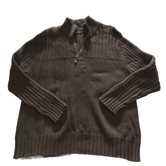 Great Northwest Men's Pullover Sweater Brown Mock Neck 1/4 Zip Ribbed Size XXL - Picture 5 of 10